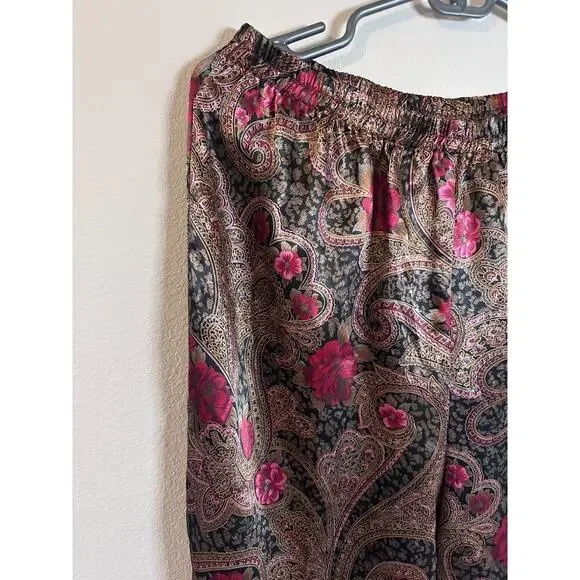 Vintage Small Victoria’s Secret Gold Label Pajama Set Satin Paisley Red Gold - Picture 8 of 10